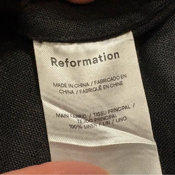 Reformation Malika Linen Jumpsuit in Black - Size 0